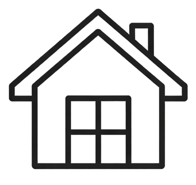 Black outline of a house on a white background
